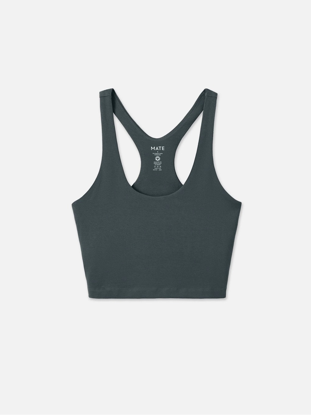 MATE the Label Racerback Scoop Neck Crop Tank Bra Top Brami Forest Green Organic - Picture 5 of 10